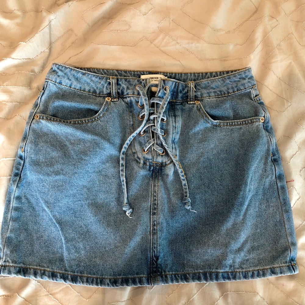 Light Wash Denim Forever 21 Skirt